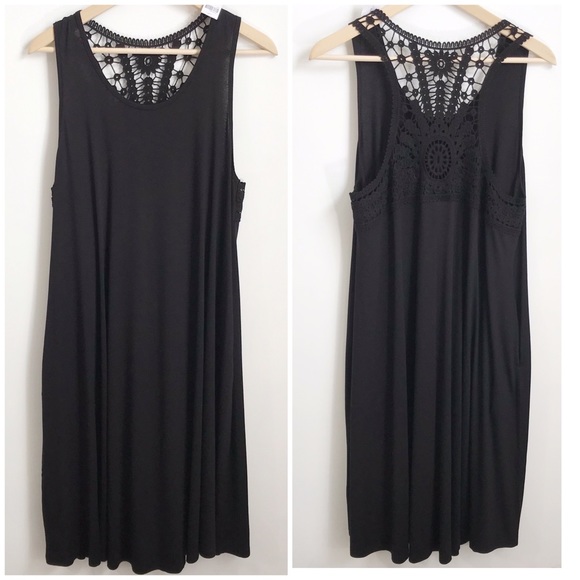 Lane Bryant Black Sleeveless Crochet Back Dress 16 - Picture 2 of 9